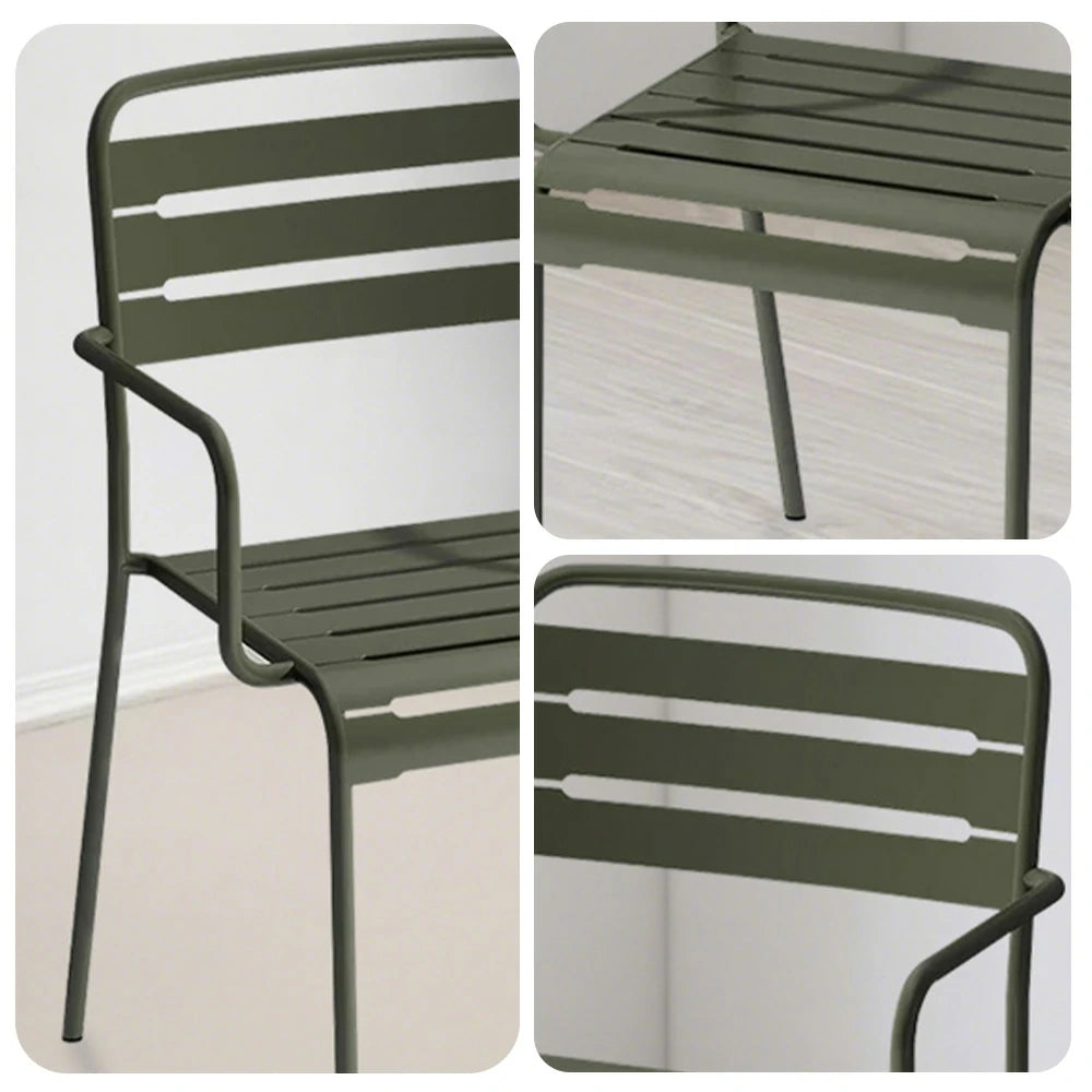 SOLARA Green Iron Chair Durable Metal Construction for Indoor or Outdoor Use
