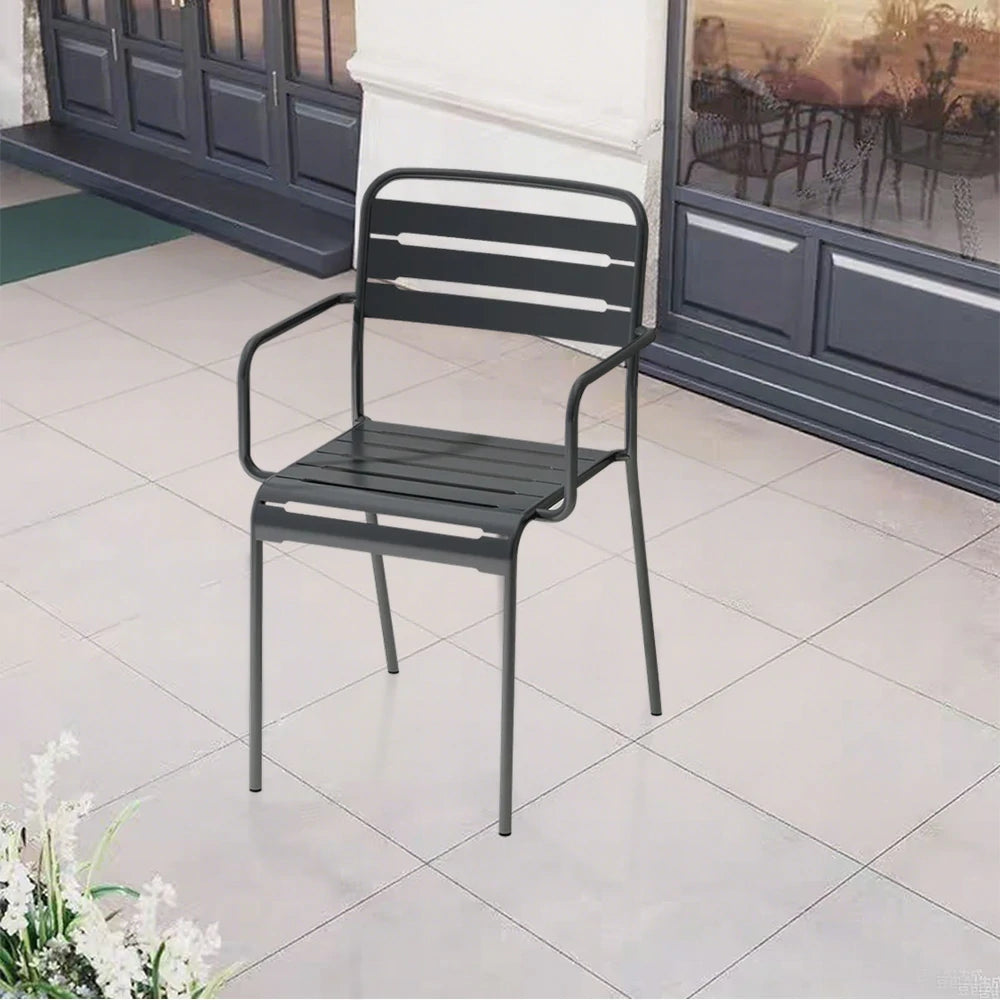 SOLARA Gray Iron Chair Durable Metal Construction for Indoor or Outdoor Use