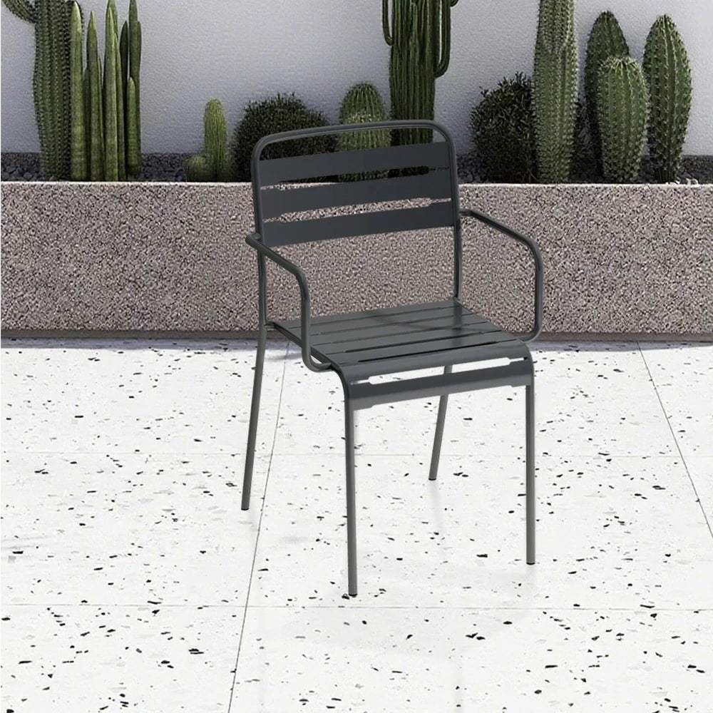 SOLARA Gray Iron Chair Durable Metal Construction for Indoor or Outdoor Use