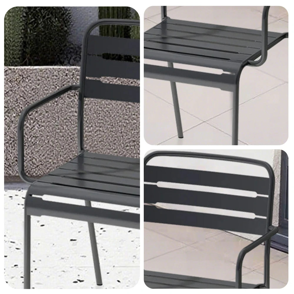 SOLARA Gray Iron Chair Durable Metal Construction for Indoor or Outdoor Use