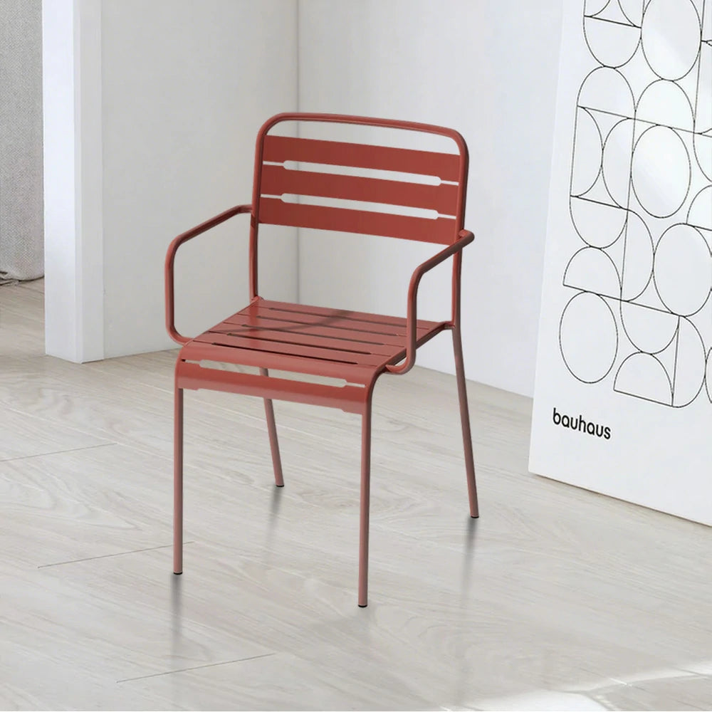 SOLARA Orange Iron Chair Durable Metal Construction for Indoor or Outdoor Use