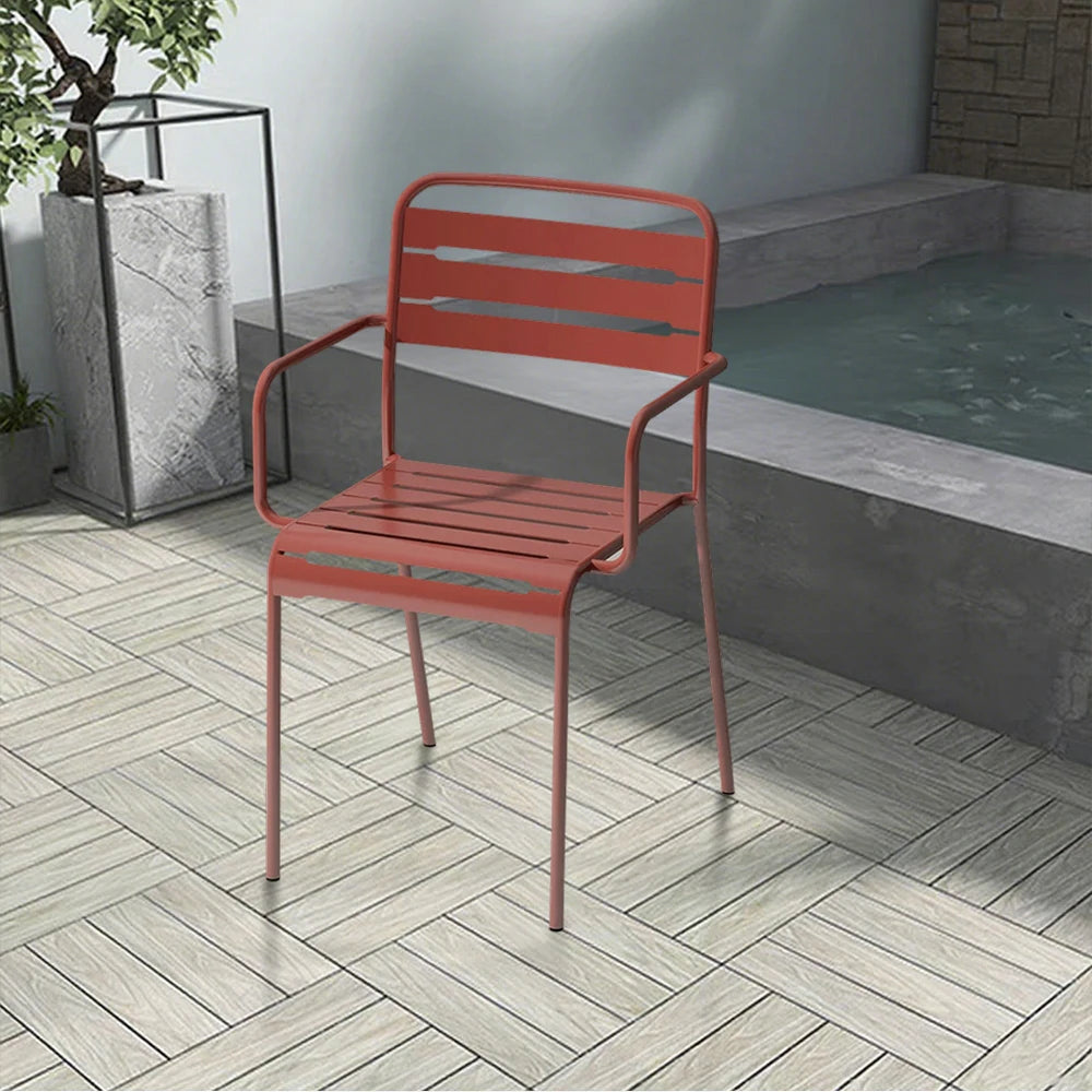 SOLARA Orange Iron Chair Durable Metal Construction for Indoor or Outdoor Use