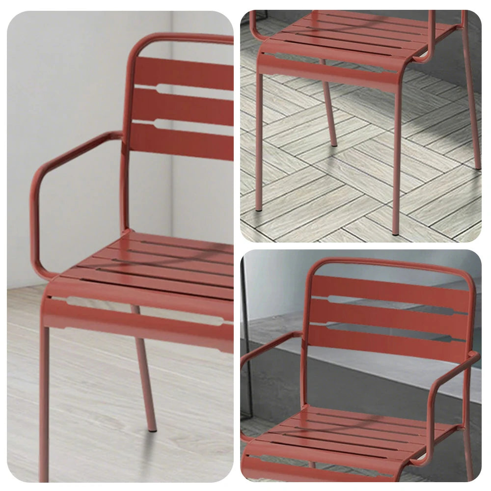 SOLARA Orange Iron Chair Durable Metal Construction for Indoor or Outdoor Use