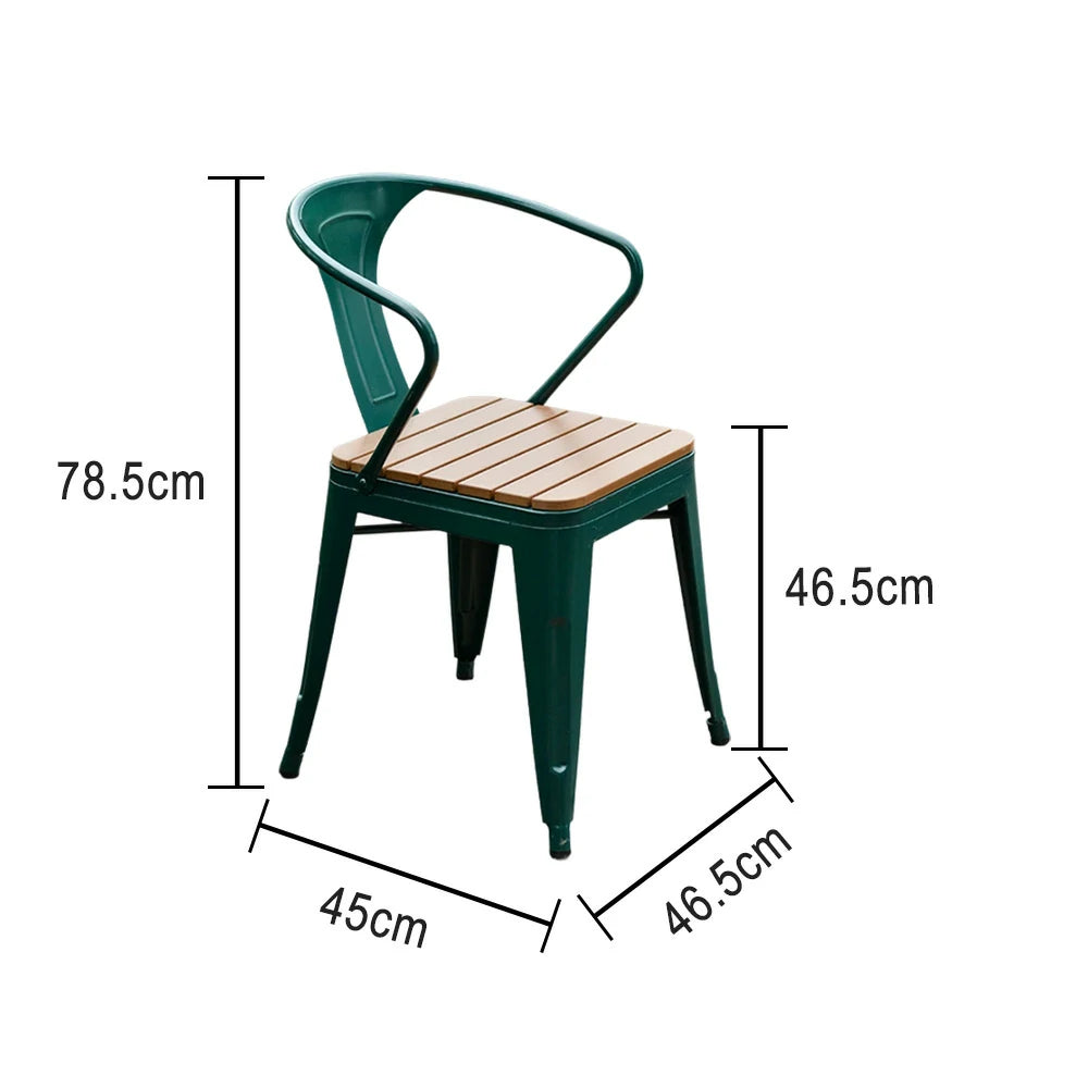 SOLARA Outdoor Patio Chair - Weather-Resistant PS Wood Seat, Green Iron Frame, Sturdy Welded Build