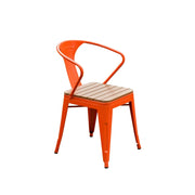 SOLARA Outdoor Patio Chair - Weather-Resistant PS Wood Seat, Red Iron Frame, Sturdy Welded Build