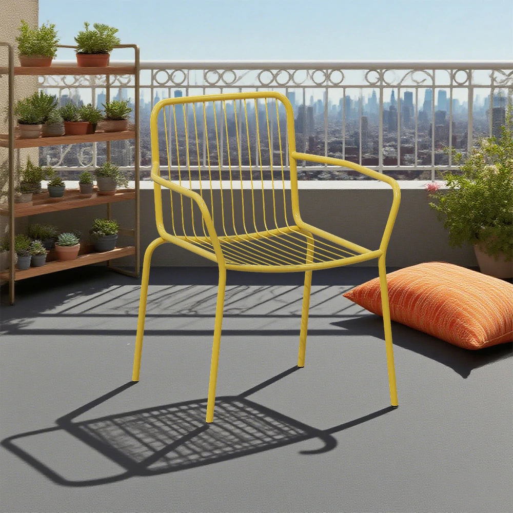 SOLARA Outdoor Chair - Heavy-Duty Yellow Iron Frame, Thick High-Quality Steel, Sturdy Design for Patio or Garden