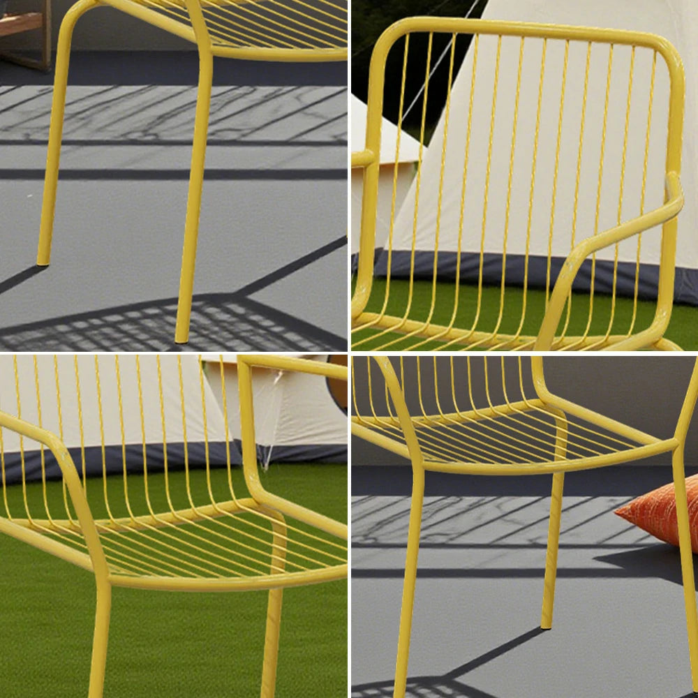 SOLARA Outdoor Chair - Heavy-Duty Yellow Iron Frame, Thick High-Quality Steel, Sturdy Design for Patio or Garden