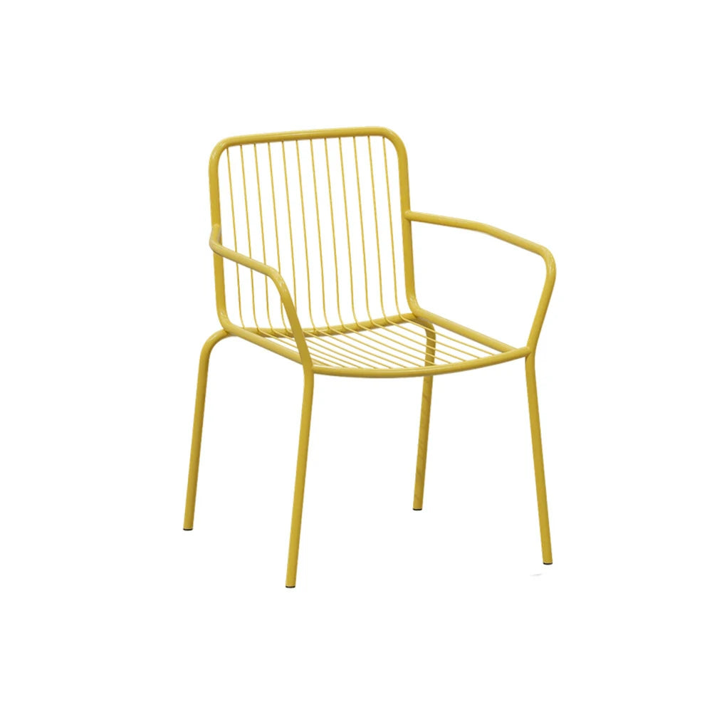 SOLARA Outdoor Chair - Heavy-Duty Yellow Iron Frame, Thick High-Quality Steel, Sturdy Design for Patio or Garden