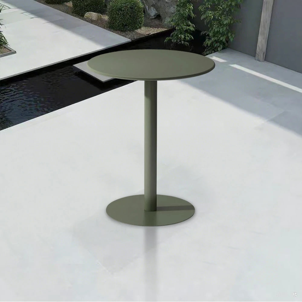SOLARA Round Green Iron Table - Durable Wrought Metal Construction, Weather-Resistant for Patio or Garden Use