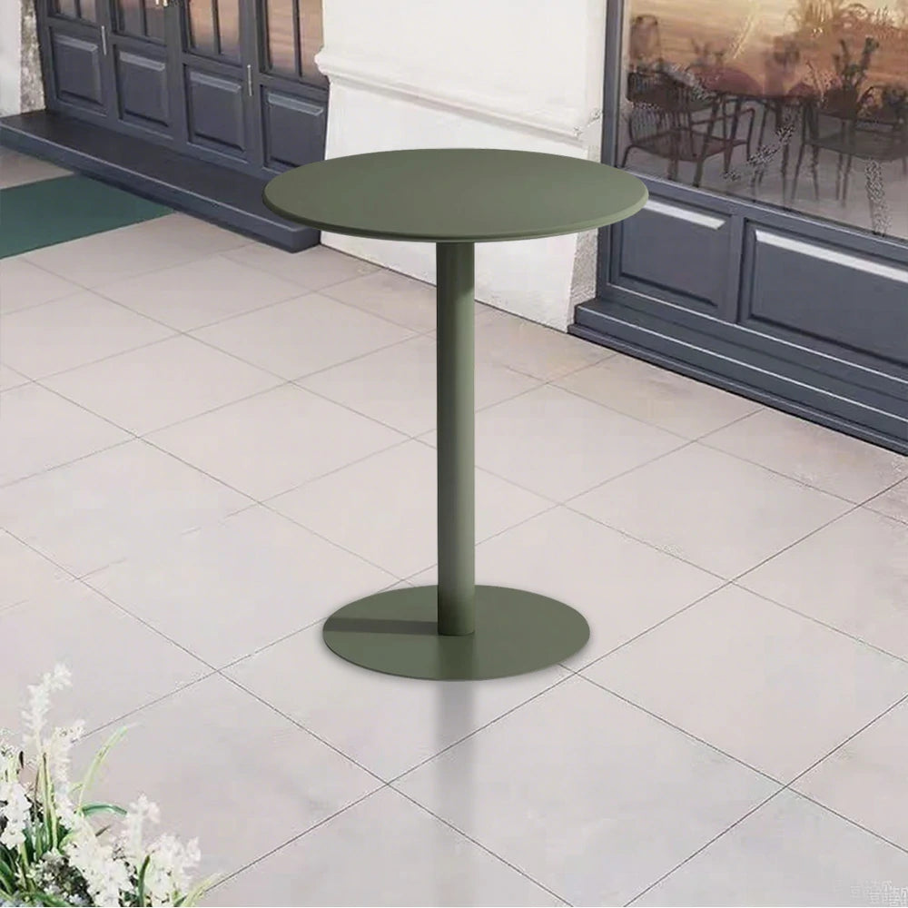 SOLARA Round Green Iron Table - Durable Wrought Metal Construction, Weather-Resistant for Patio or Garden Use