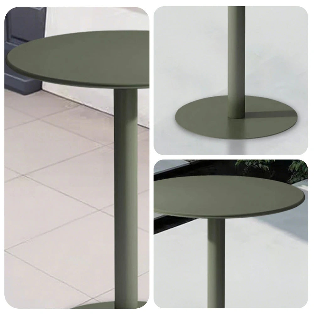 SOLARA Round Green Iron Table - Durable Wrought Metal Construction, Weather-Resistant for Patio or Garden Use