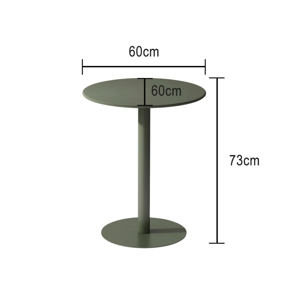 SOLARA Round Green Iron Table - Durable Wrought Metal Construction, Weather-Resistant for Patio or Garden Use