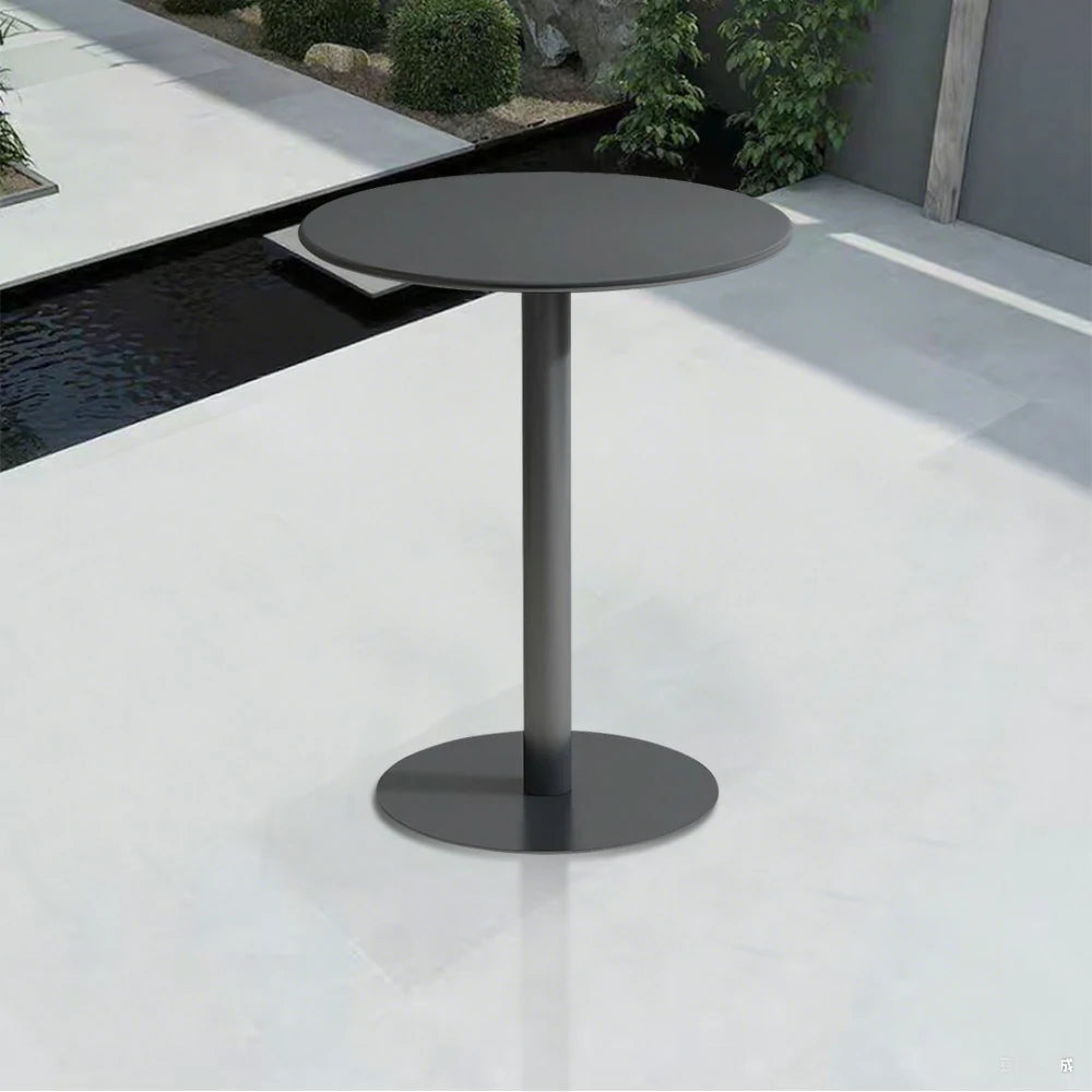 SOLARA Round Gray Iron Table - Durable Wrought Metal Construction, Weather-Resistant for Patio or Garden Use