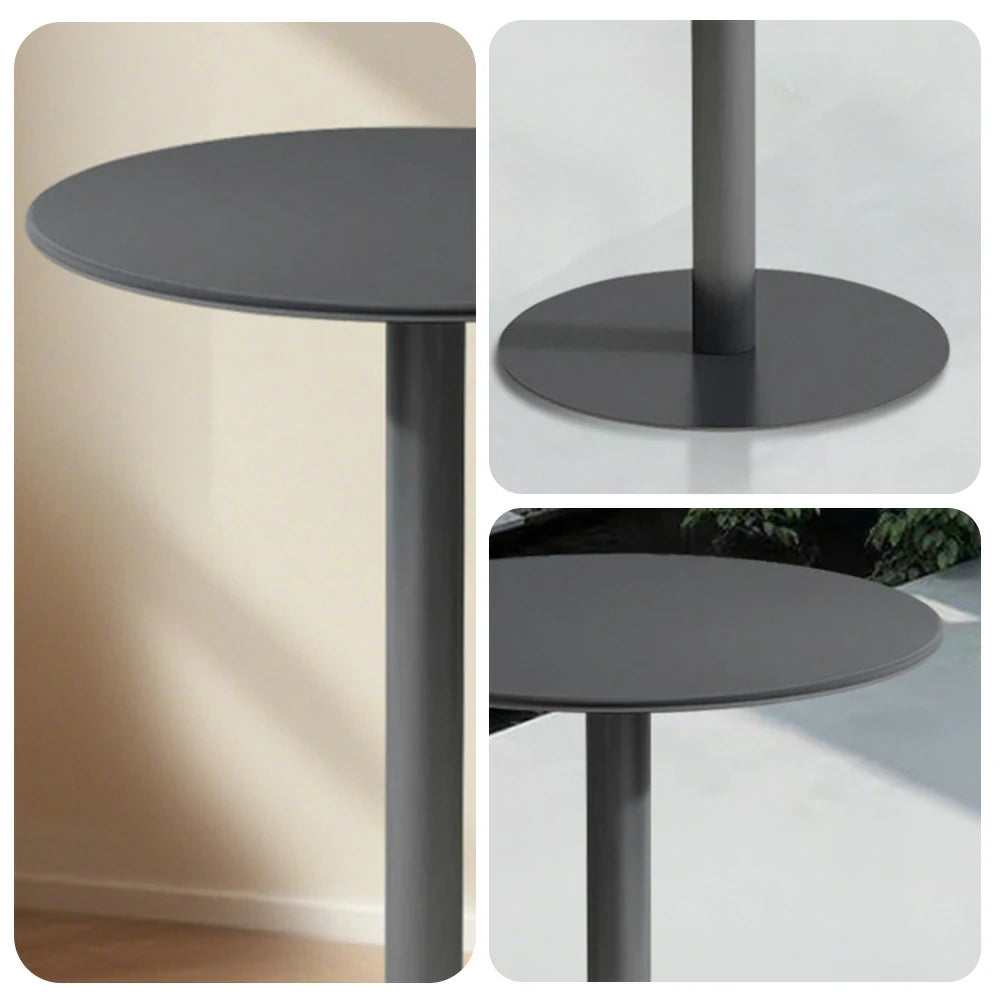 SOLARA Round Gray Iron Table - Durable Wrought Metal Construction, Weather-Resistant for Patio or Garden Use