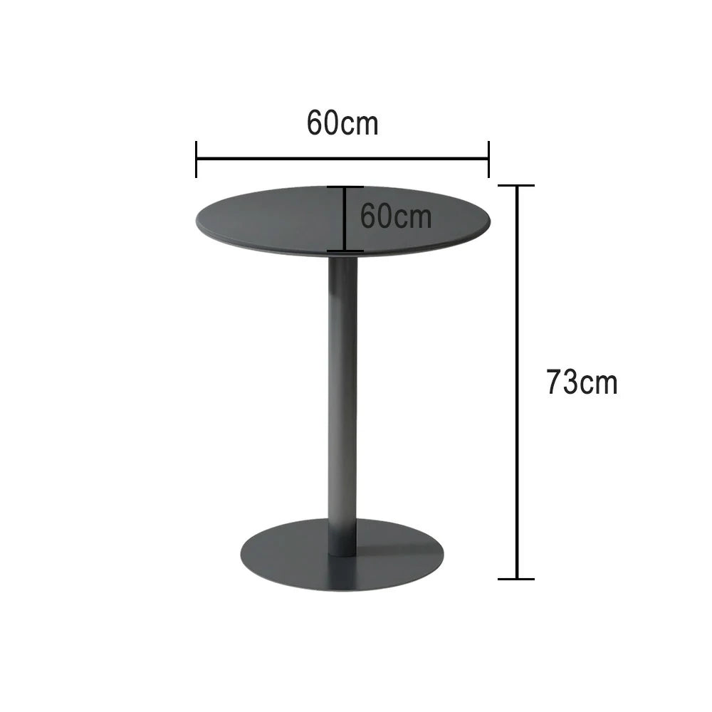 SOLARA Round Gray Iron Table - Durable Wrought Metal Construction, Weather-Resistant for Patio or Garden Use