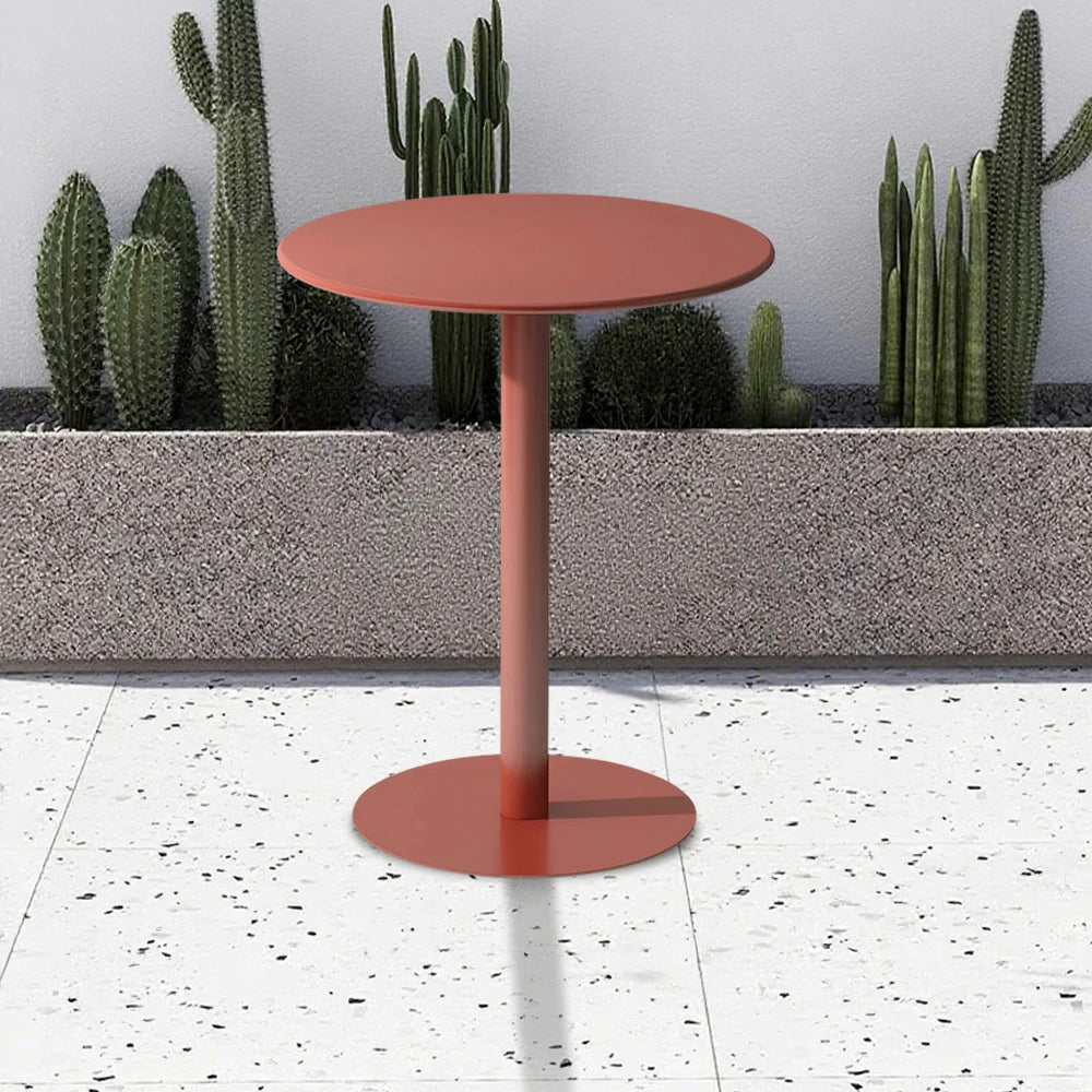 SOLARA Round Orange Iron Table - Durable Wrought Metal Construction, Weather-Resistant for Patio or Garden Use