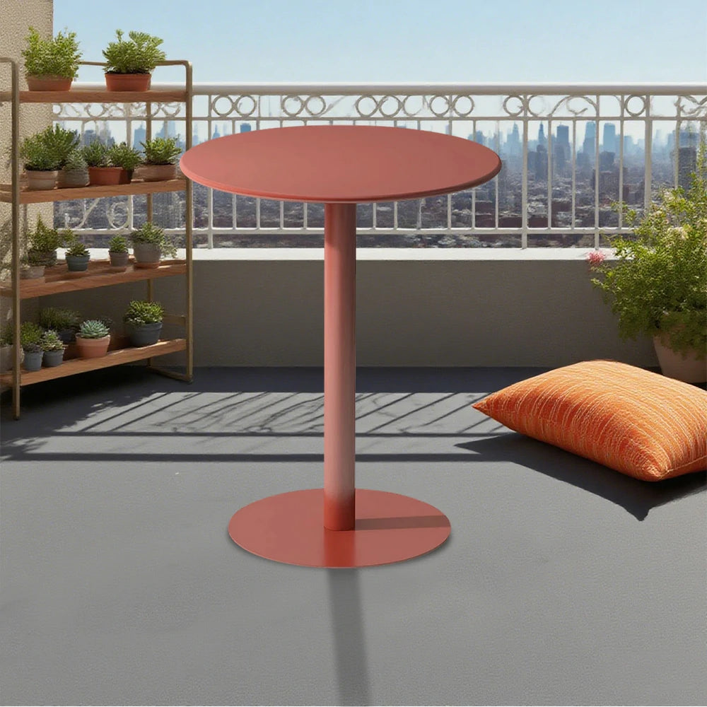 SOLARA Round Orange Iron Table - Durable Wrought Metal Construction, Weather-Resistant for Patio or Garden Use