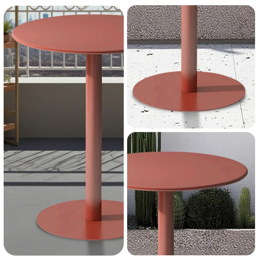 SOLARA Round Orange Iron Table - Durable Wrought Metal Construction, Weather-Resistant for Patio or Garden Use