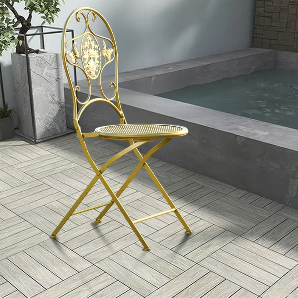 SOLARA Foldable Army Gold Iron Chair - Durable & Compact Design