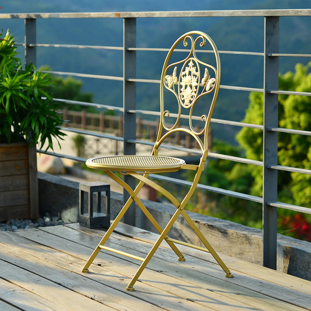 SOLARA Foldable Army Gold Iron Chair - Durable & Compact Design