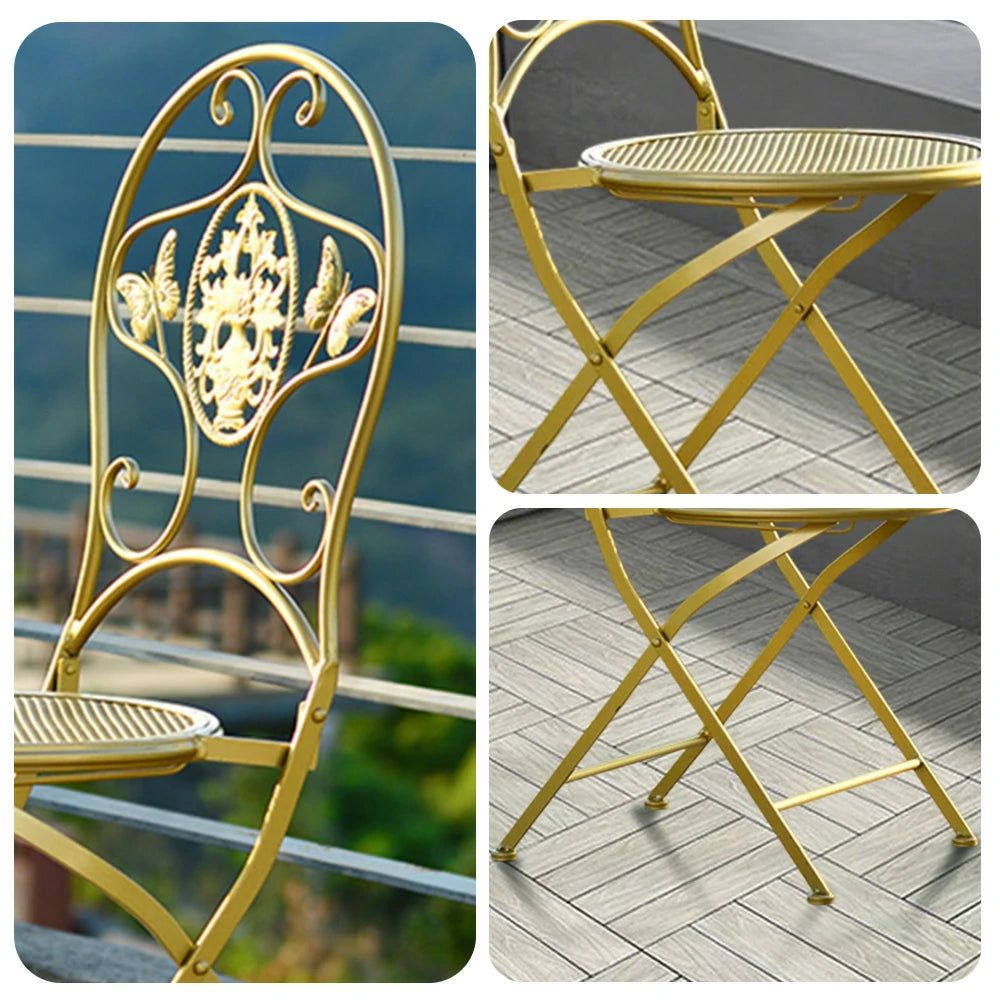 SOLARA Foldable Army Gold Iron Chair - Durable & Compact Design