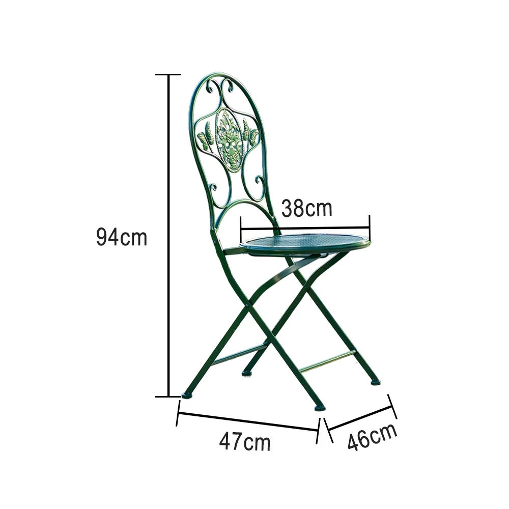 SOLARA Foldable Army Green Iron Chair - Durable & Compact Design