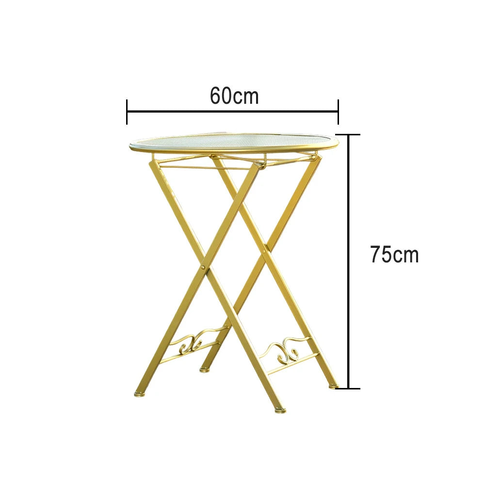 SOLARA Foldable Gold Iron Table - Durable and Stylish Space-Saving Design for Indoor or Outdoor Use