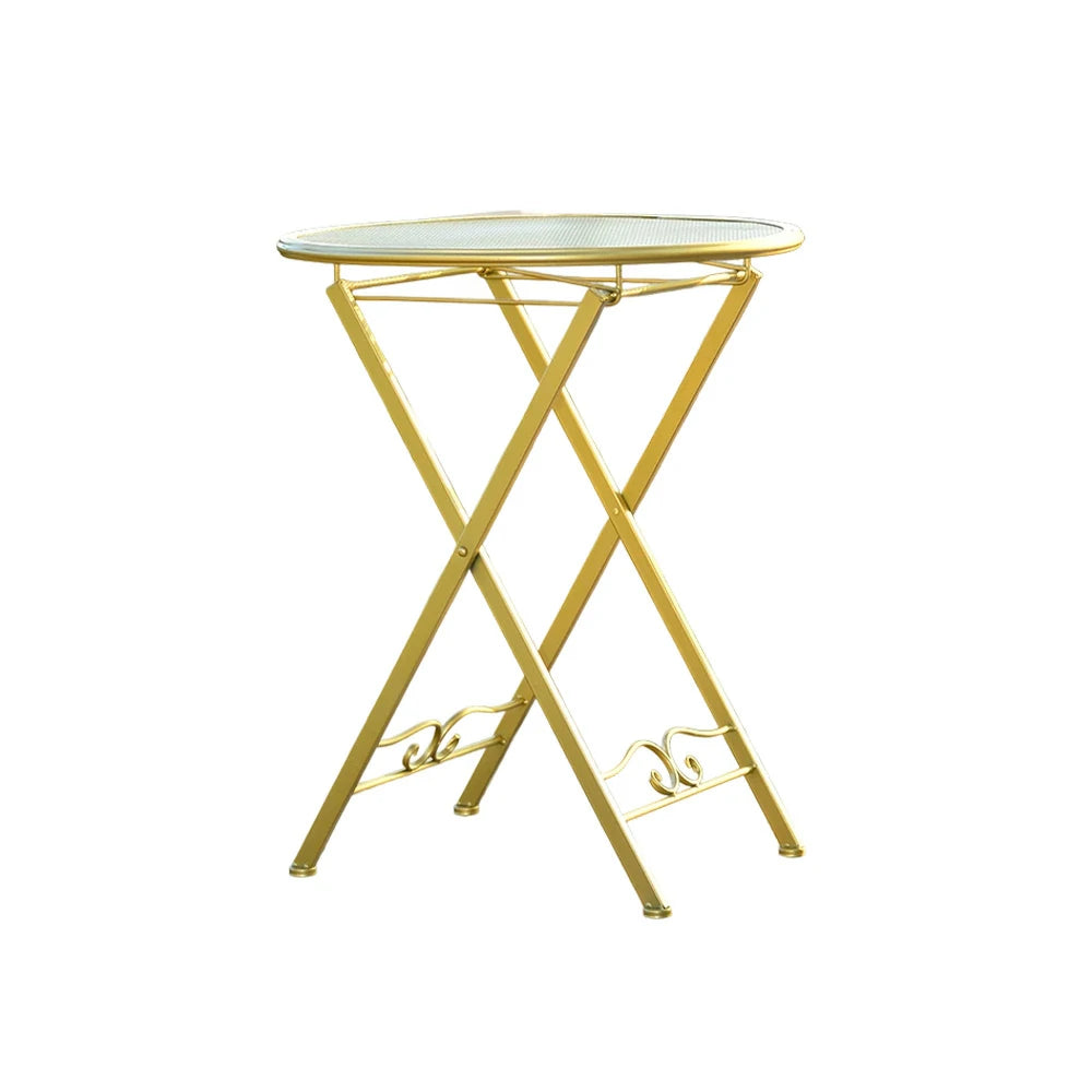 SOLARA Foldable Gold Iron Table - Durable and Stylish Space-Saving Design for Indoor or Outdoor Use