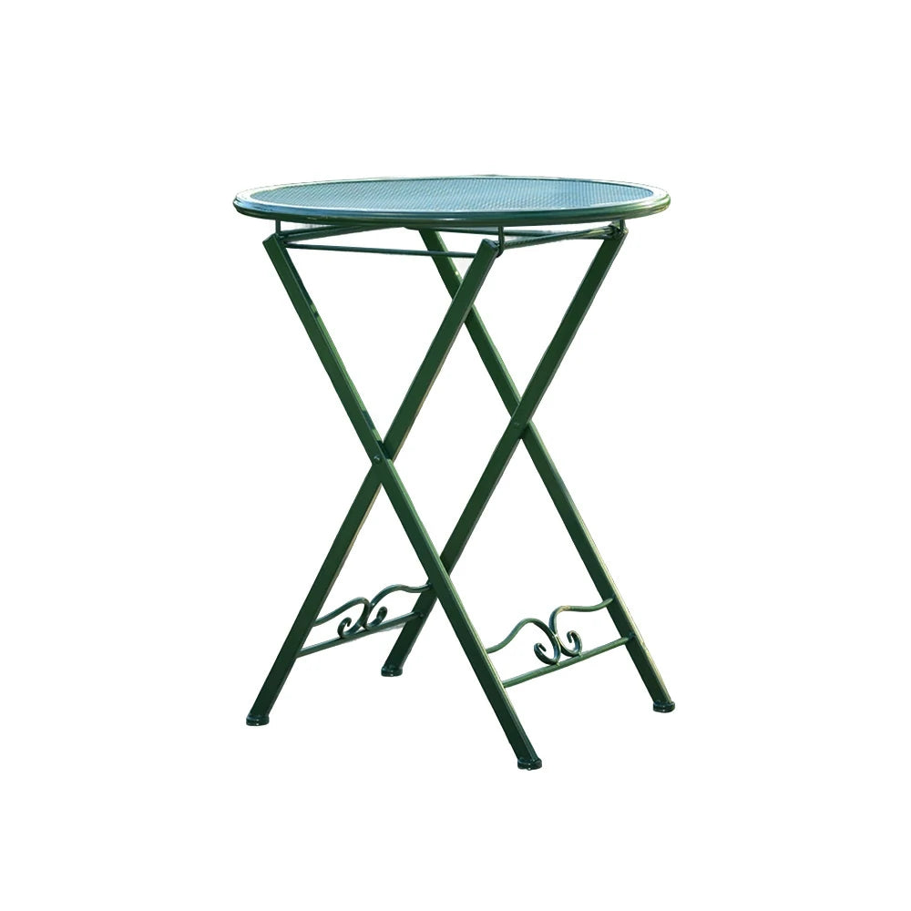 SOLARA Foldable Army Green Iron Table - Compact, Durable Design for Patio or Outdoor Use