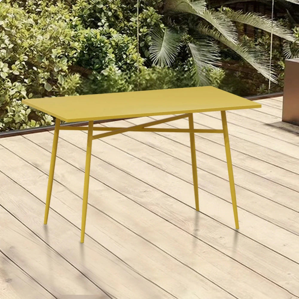SOLARA Outdoor Rectangular Dining Table - Wrought Iron Construction, 120/140cm Sizes - Yellow