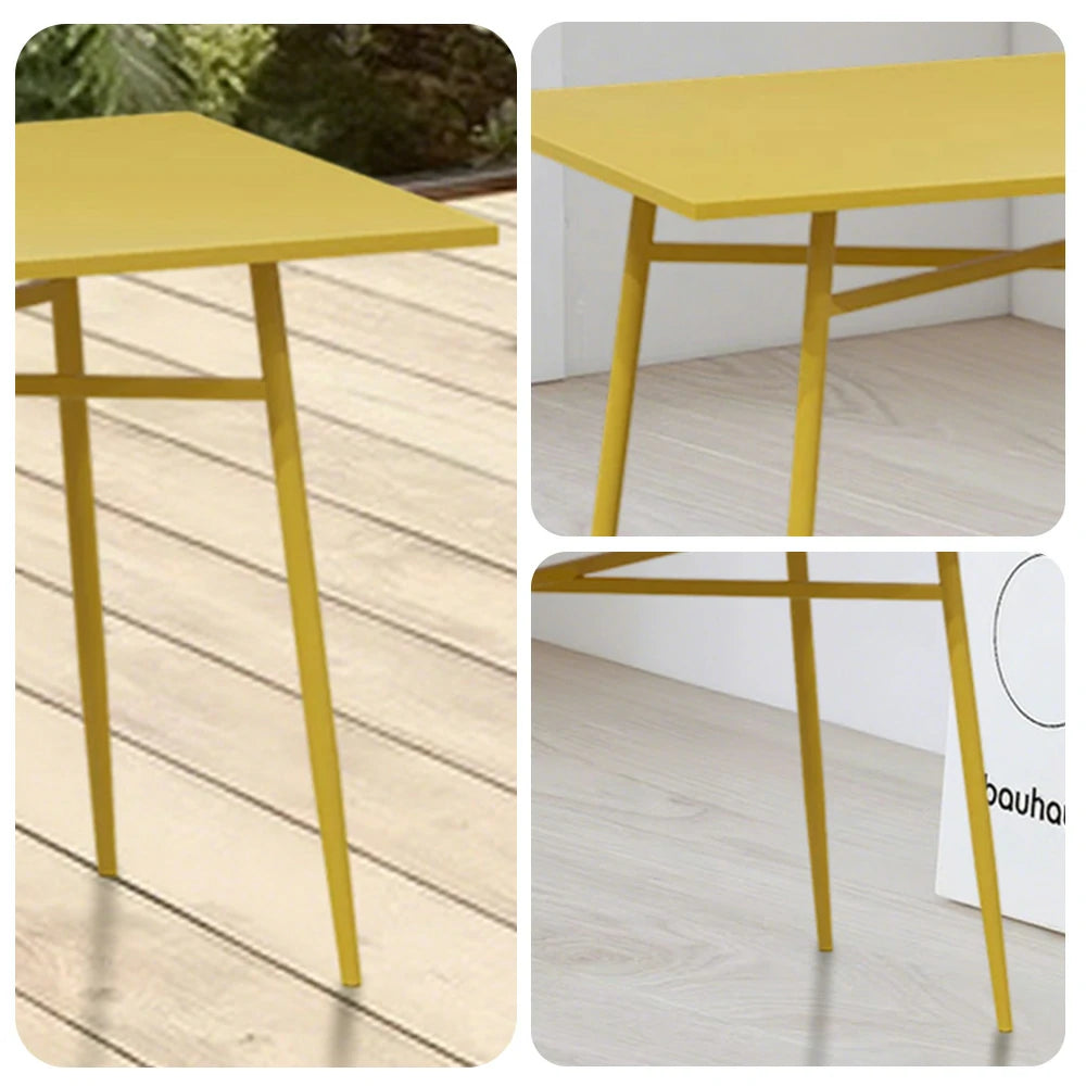 SOLARA Outdoor Rectangular Dining Table - Wrought Iron Construction, 120/140cm Sizes - Yellow