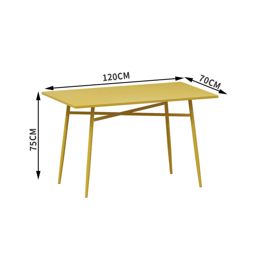 SOLARA Outdoor Rectangular Dining Table - Wrought Iron Construction, 120/140cm Sizes - Yellow