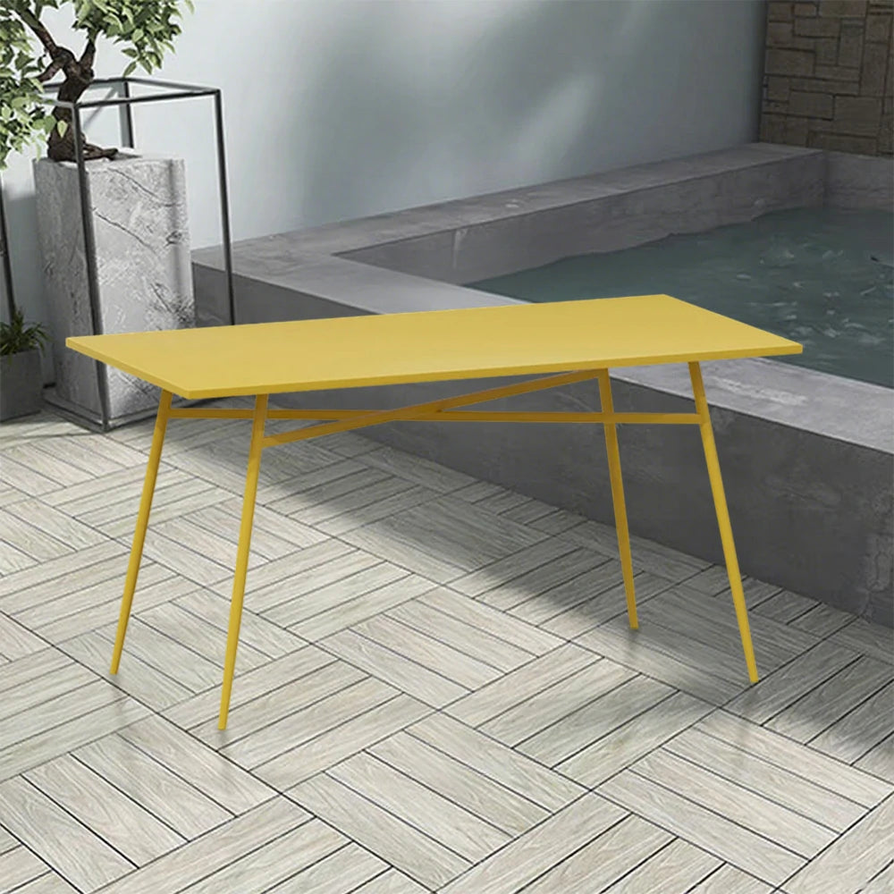 SOLARA Outdoor Rectangular Dining Table - Wrought Iron Construction, 120/140cm Sizes - Yellow