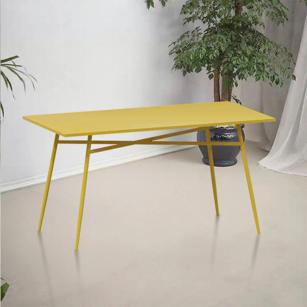 SOLARA Outdoor Rectangular Dining Table - Wrought Iron Construction, 120/140cm Sizes - Yellow