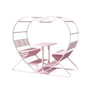 SOLARA Outdoor Heart-Shaped Double Chair, Galvanized Thickened Steel Frame - Pink