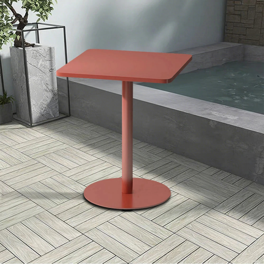 SOLARA 60/70/120/160cm Orange Square Iron Table, Durable Metal Build for Patio, Balcony, or Garden Use