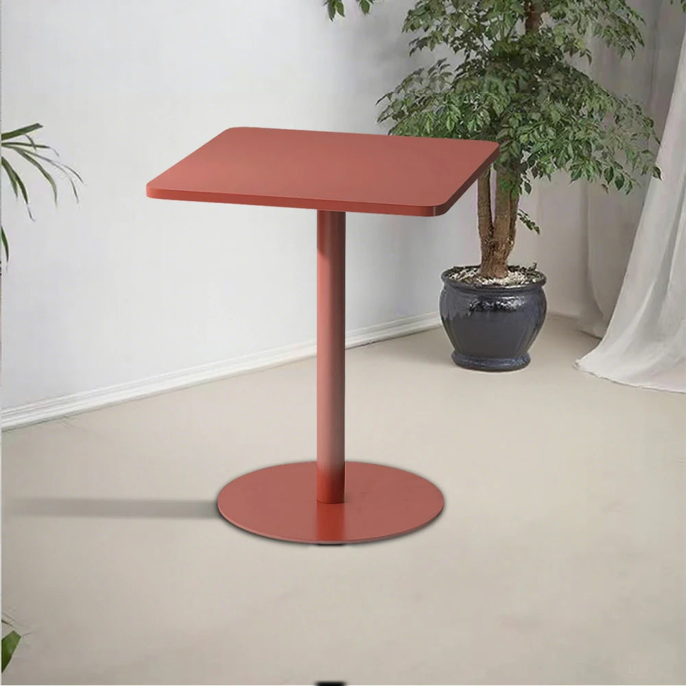 SOLARA 60/70/120/160cm Orange Square Iron Table, Durable Metal Build for Patio, Balcony, or Garden Use