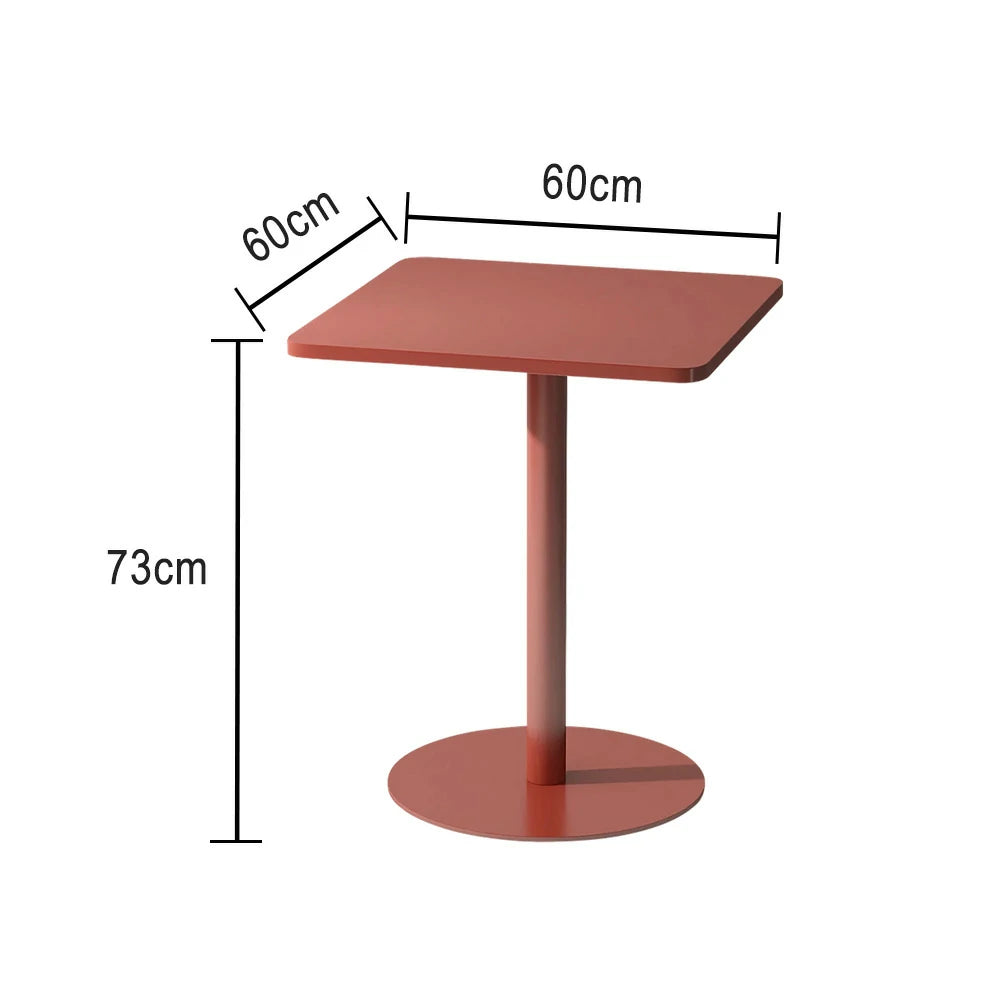SOLARA 60/70/120/160cm Orange Square Iron Table, Durable Metal Build for Patio, Balcony, or Garden Use