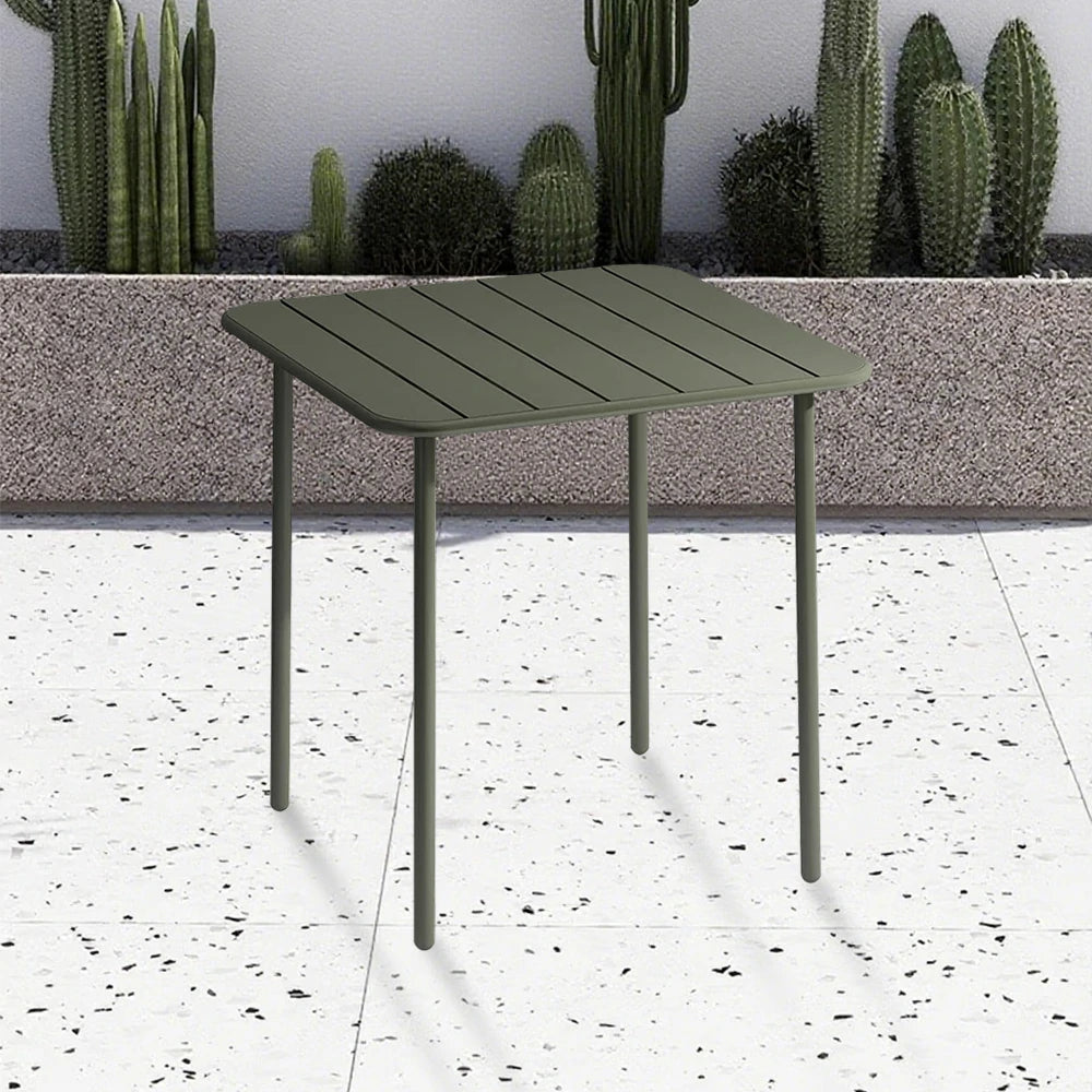 SOLARA 60/70/120/160cm Green Square Iron Table, Durable Metal Build for Patio, Balcony, or Garden Use