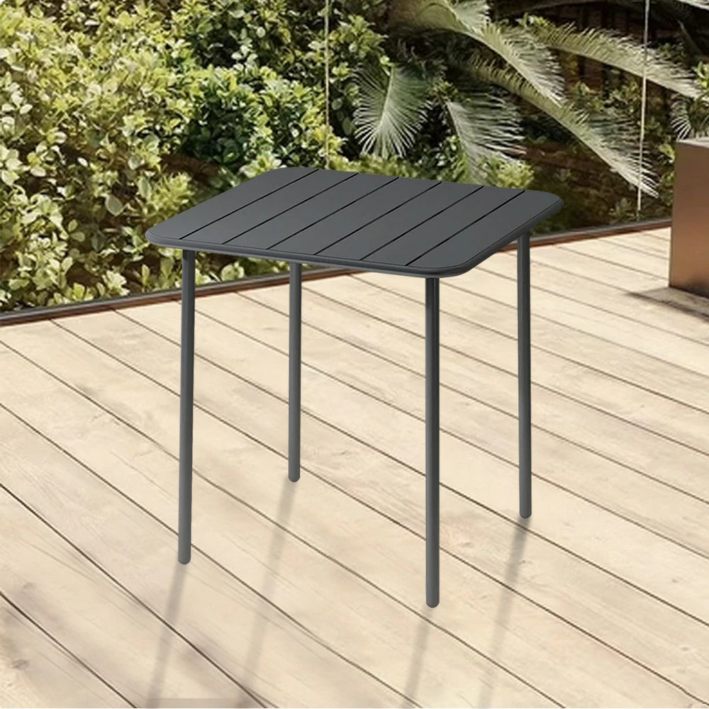 SOLARA 60/70/120/160cm Gray Square Iron Table, Durable Metal Build for Patio, Balcony, or Garden Use