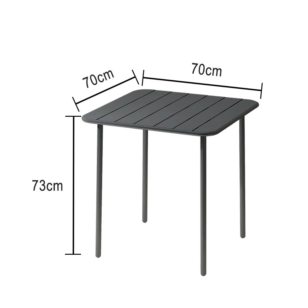 SOLARA 60/70/120/160cm Gray Square Iron Table, Durable Metal Build for Patio, Balcony, or Garden Use