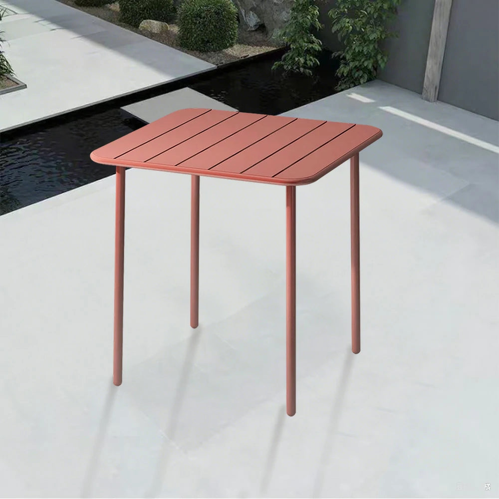 SOLARA 60/70/120/160cm Orange Square Iron Table, Durable Metal Build for Patio, Balcony, or Garden Use