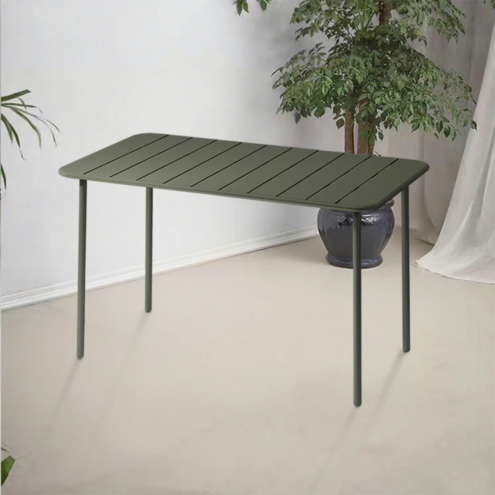 SOLARA 60/70/120/160cm Green Square Iron Table, Durable Metal Build for Patio, Balcony, or Garden Use