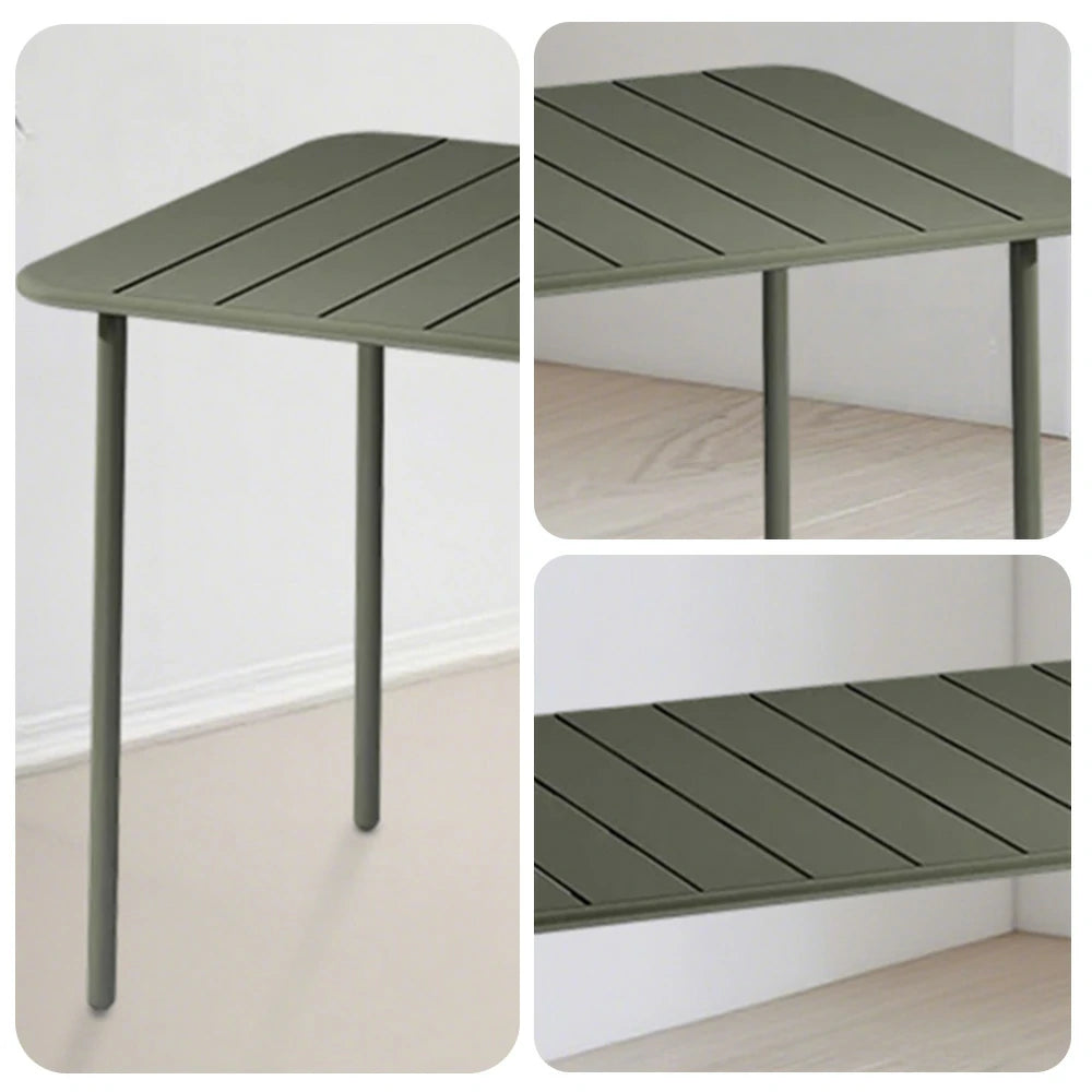 SOLARA 60/70/120/160cm Green Square Iron Table, Durable Metal Build for Patio, Balcony, or Garden Use