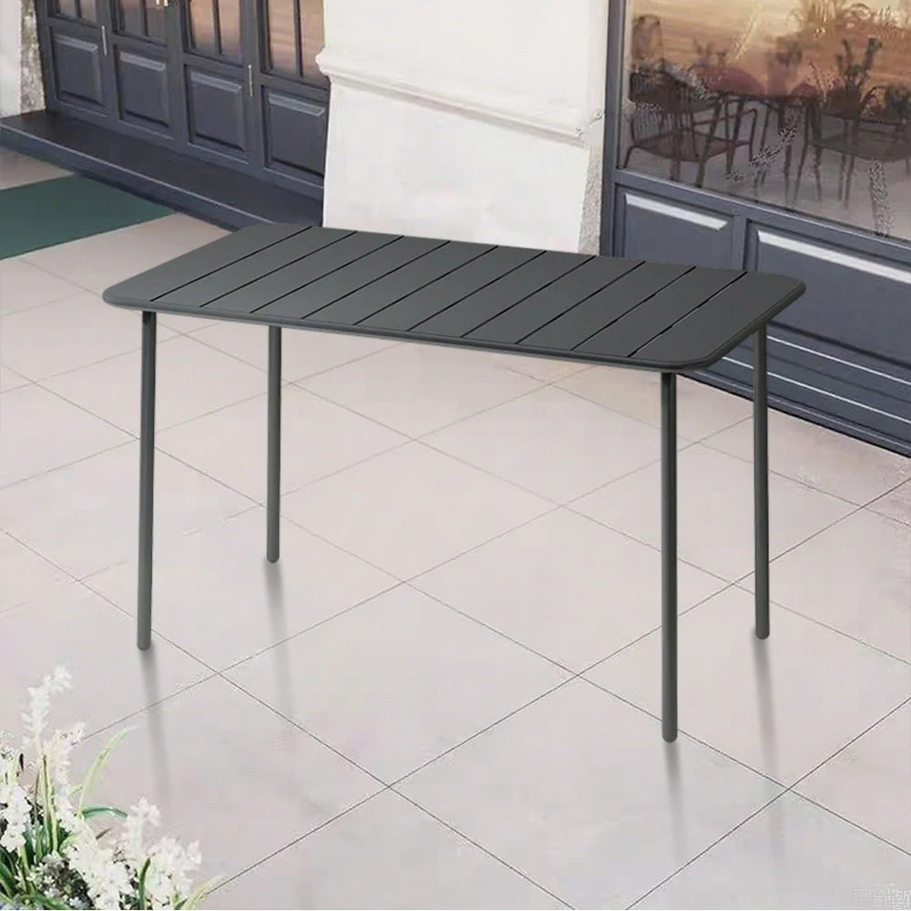 SOLARA 60/70/120/160cm Gray Square Iron Table, Durable Metal Build for Patio, Balcony, or Garden Use
