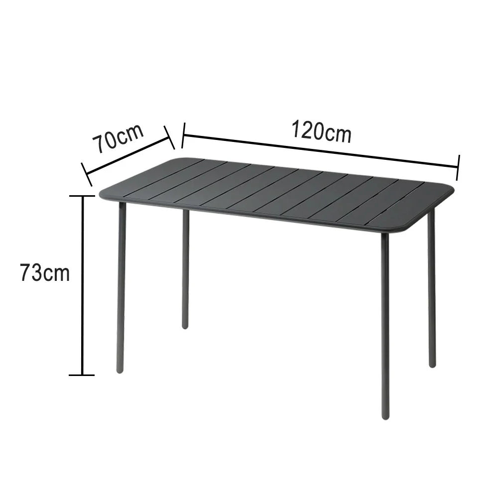 SOLARA 60/70/120/160cm Gray Square Iron Table, Durable Metal Build for Patio, Balcony, or Garden Use