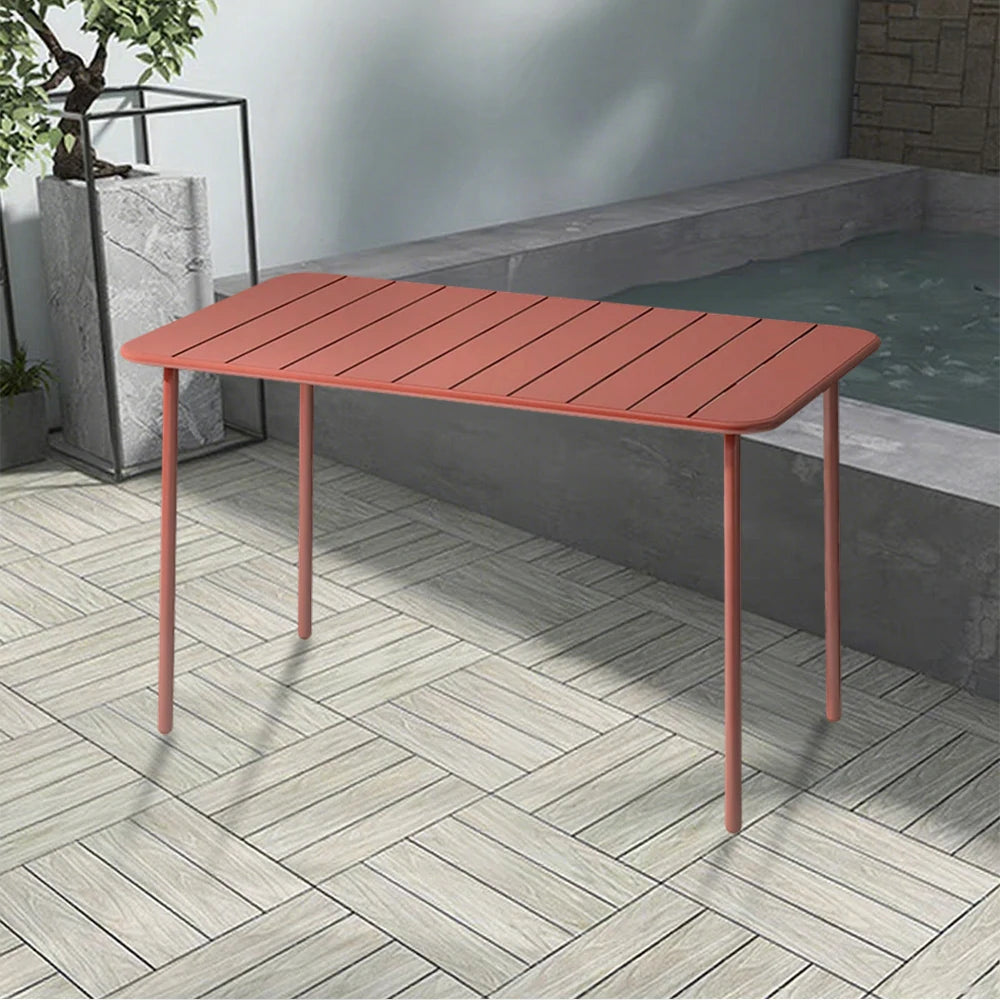 SOLARA 60/70/120/160cm Orange Square Iron Table, Durable Metal Build for Patio, Balcony, or Garden Use