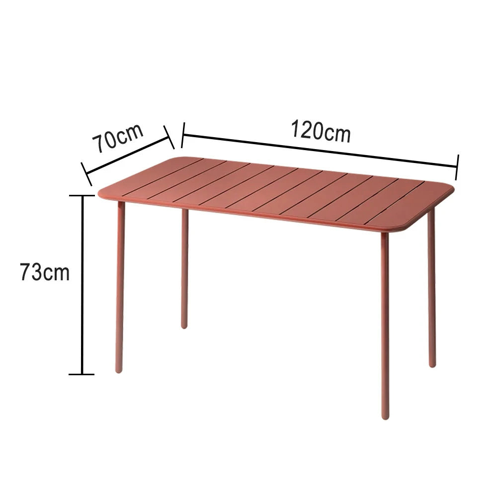 SOLARA 60/70/120/160cm Orange Square Iron Table, Durable Metal Build for Patio, Balcony, or Garden Use