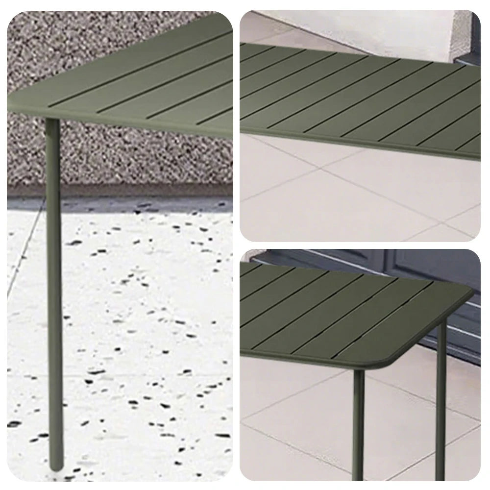 SOLARA 60/70/120/160cm Green Square Iron Table, Durable Metal Build for Patio, Balcony, or Garden Use