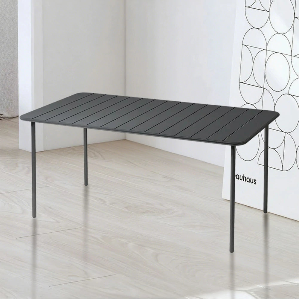SOLARA 60/70/120/160cm Gray Square Iron Table, Durable Metal Build for Patio, Balcony, or Garden Use